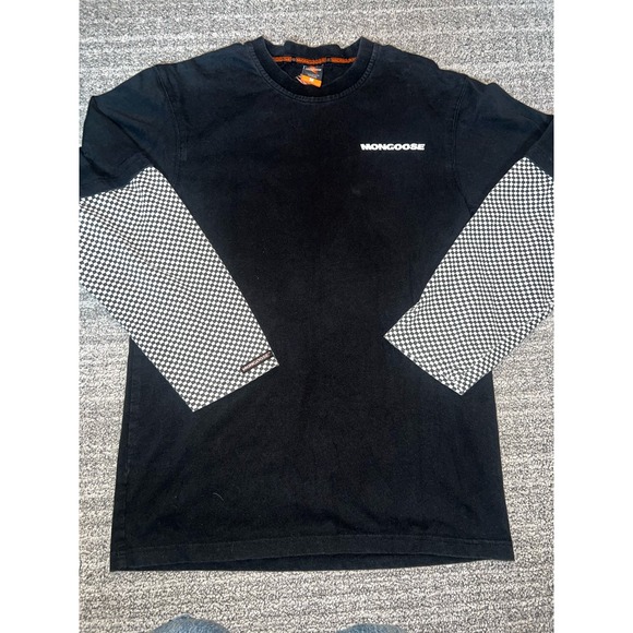 Mongoose Black and White checkered long sleeve T shirt. Size medium - Picture 1 of 7